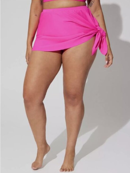 torrid Other - Torrid High Rise Mid Length Side Tie Swim Skirt With Brief Hot Pink 6x